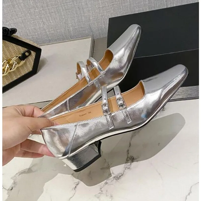 

New Women Mary Jane Shoes Ladies Fashion Shallow Square Toe Thick High Heel Women's Elegant Ballerinas Shoes High Heel Pumps