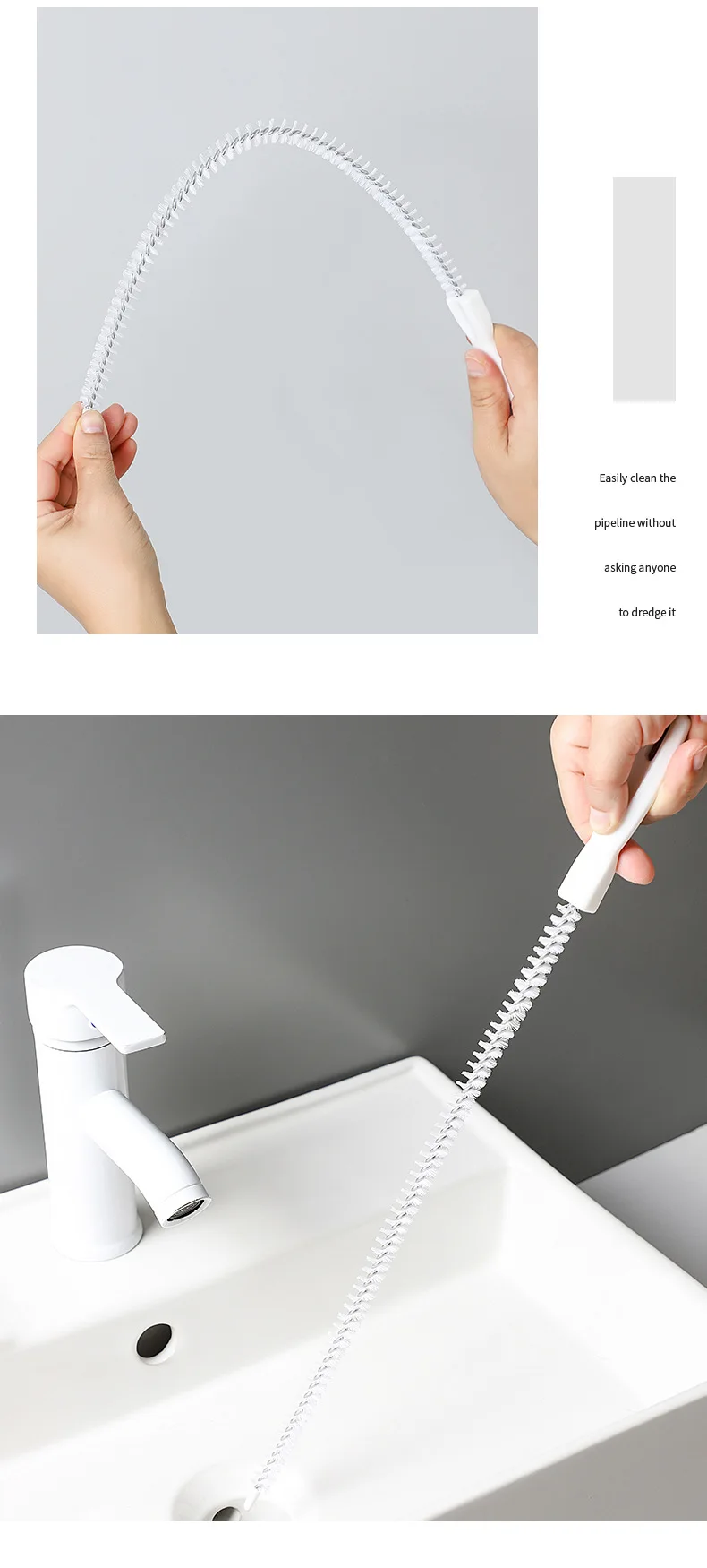 3126 45cm Pipe Dredging Brush Bathroom Hair Sewer Sink Cleaning Brush Drain Cleaner Flexible Cleaner Clog Plug Hole Remover Tool