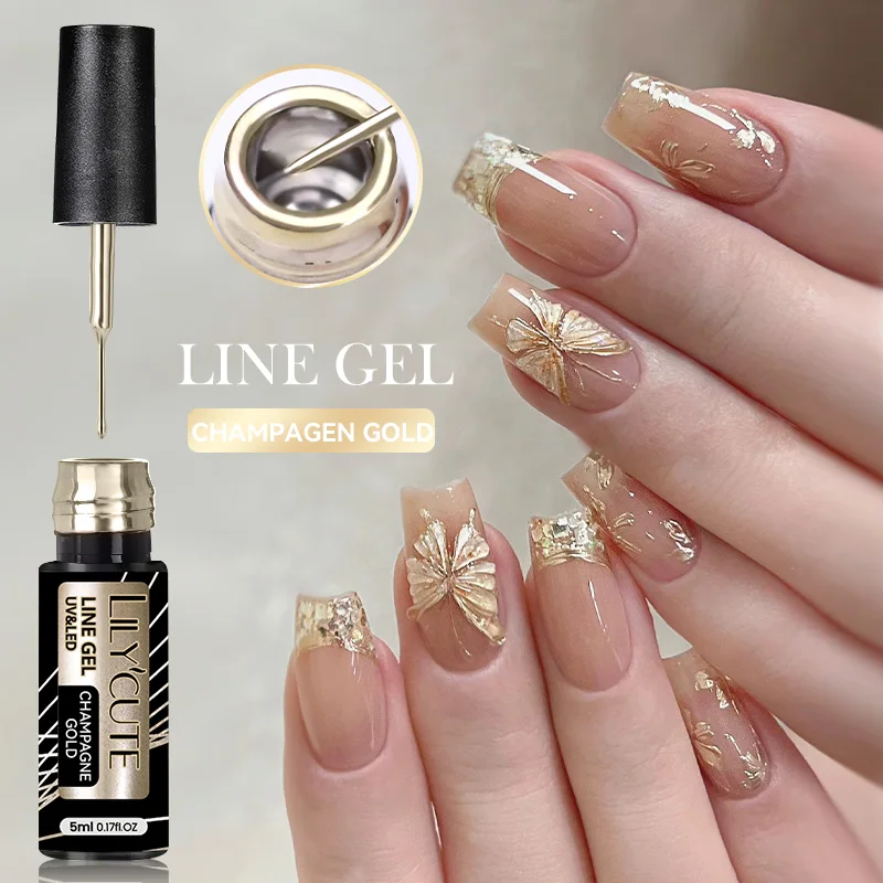 LILYCUTE 3 STKS Goud Zilver Metallic Liner Gel Nagellak Franse Stijl Super Heldere Spiegel Pull Lijn Graffiti Schilderij Streep Gel