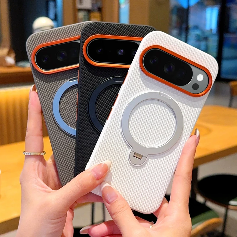 

Чехол для Google Pixel 10 10 Pro, магнитный вращающийся металлический чехол с кольцом на палец, ТПУ + ПК, матовый чехол-подставка для Pixel 10