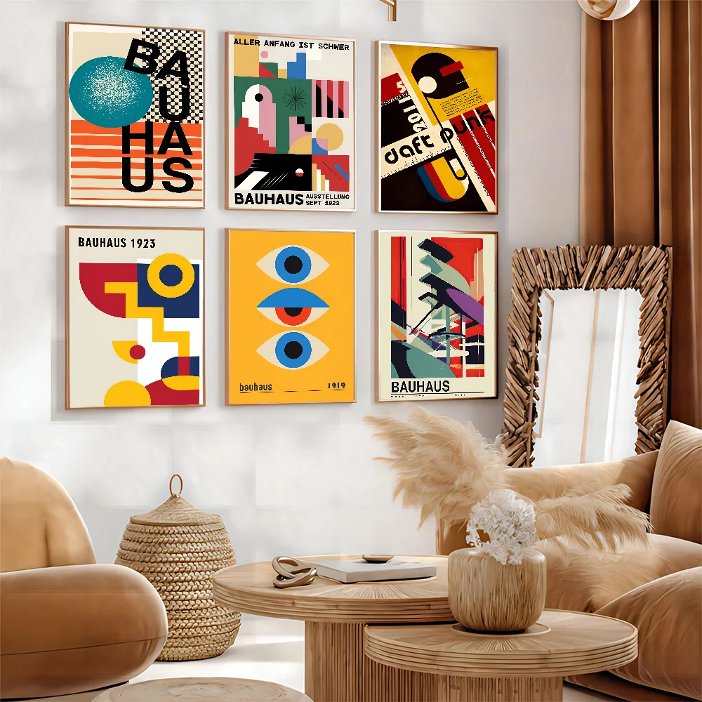 Mid Century Bauhaus Self-adhesive Art Poster Whitepaper Prints Posters Artwork Aesthetic Art Wall Painting