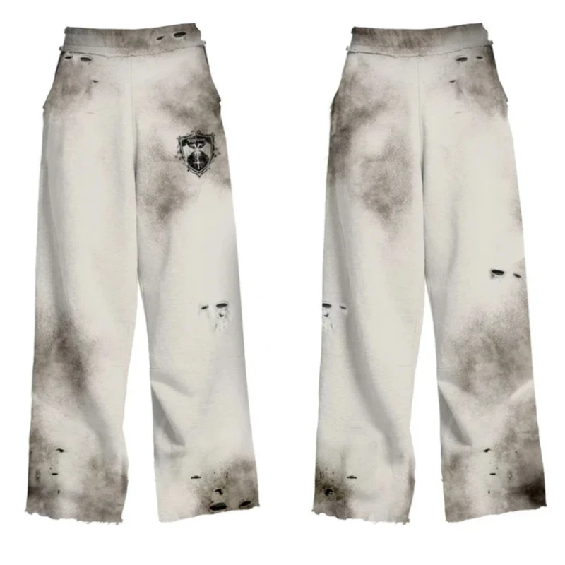 طقم سويت شيرت وسراويل مطبوعة عتيقة جديدة للخريف والشتاء لمواصفات ملابس الشارع، ملابس خارجية متعددة الاستخدامات للرجال