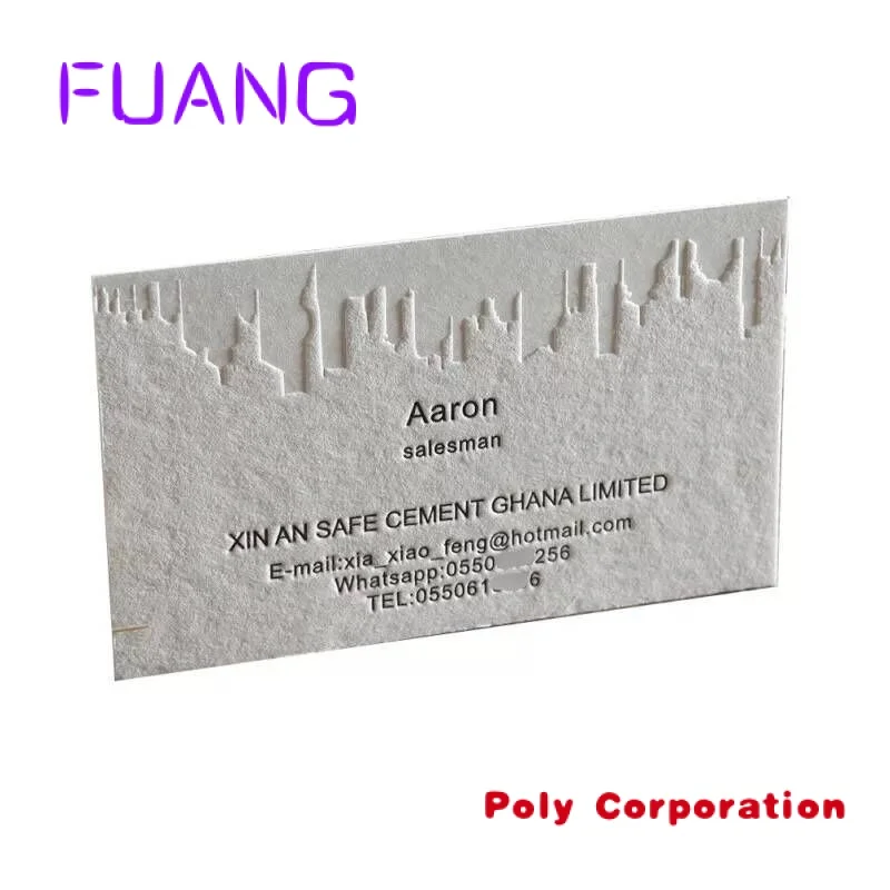 Custom  Luxury custom printing debossed/emboss 500gsm cotton paper cardboard name business card