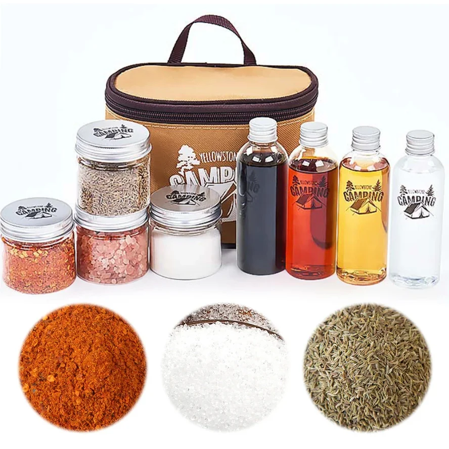 

8Pcs Camping Seasoning Bottle Set with Storage Bag Spice Containers Seasoning Jar Set for Outdoor Travel Camping BBQ Picnic