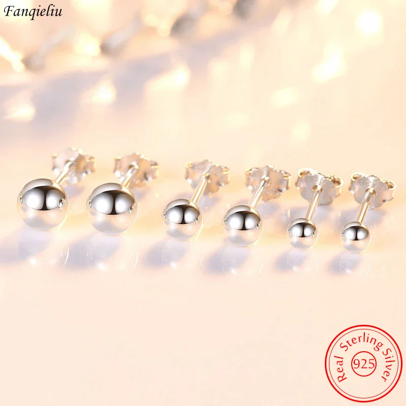 

Fanqieliu Solid 925 Sterling Silver Jewelry Beads Stud Earrings For Women Fashion New FQL23718