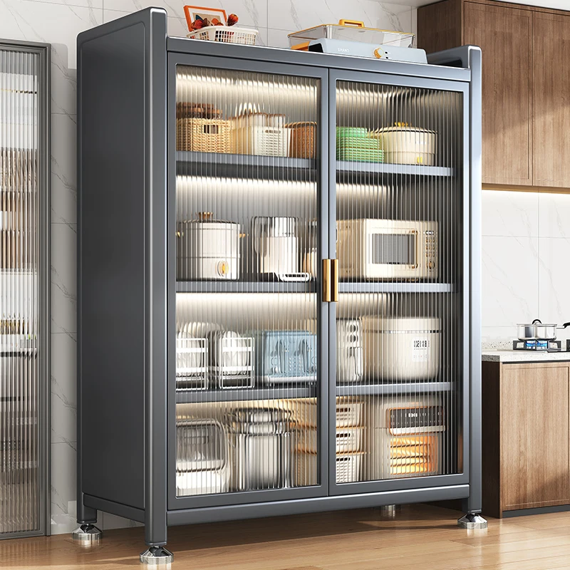 

Kitchen rack with double door cabinet floor-to-ceiling multi-layer storage rack