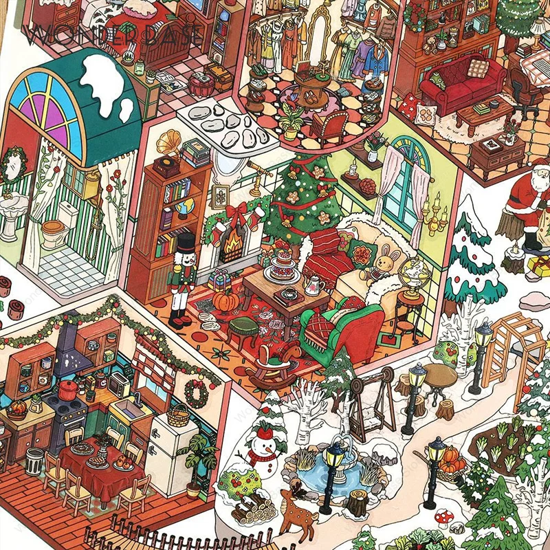 2025 عيد الميلاد السنة الجديدة حجم كبير لطيف ملون مصغر المشهد المشهد ملصق جيب المقصورة المشهد التراص هدية للطفل طفل #3