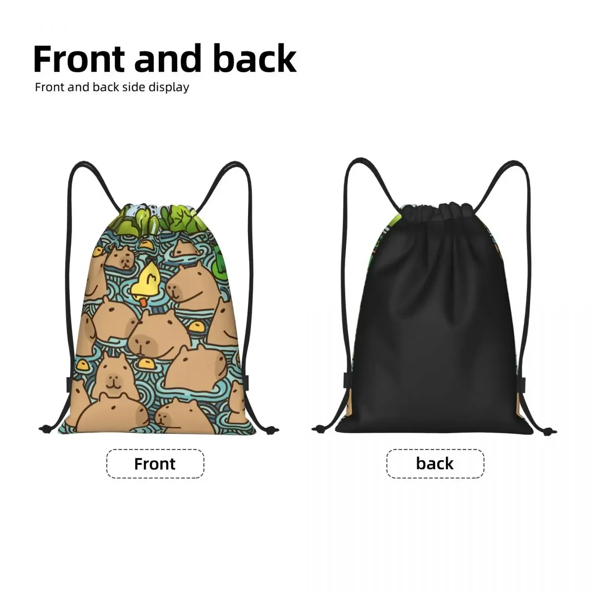 Custom A Pond Full Of Capybara Drawstring Backpack Bags Men Women Lightweight Gym Sports Sackpack Sacks for Training