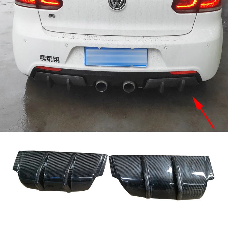 Carbon Fiber Car Rear Diffuser Lip Splitters For Volkswagen VW Golf 6 VII R20 Bumper 2009-2013 Rear Splitters Diffuser FRP Black