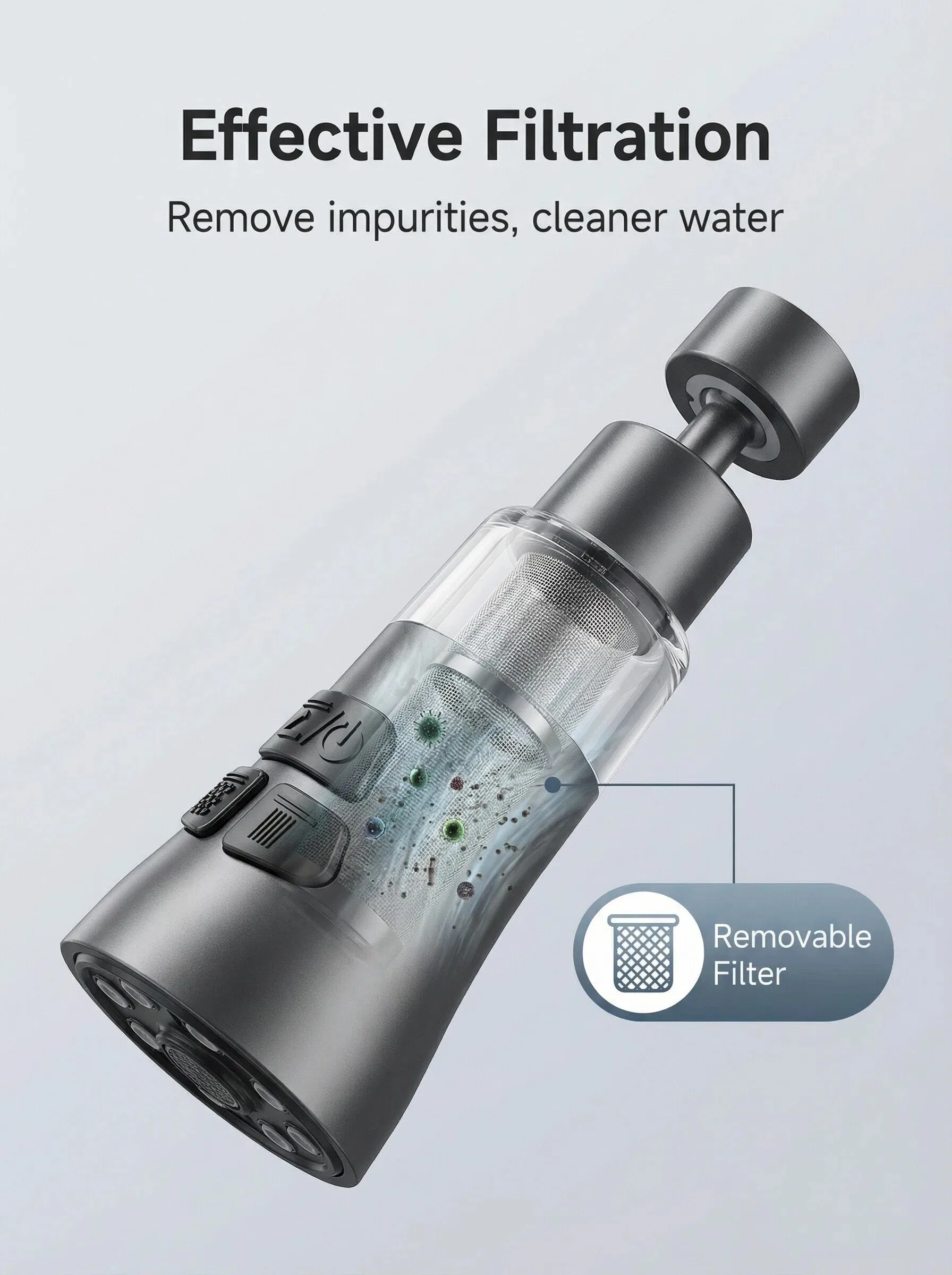 

720° Rotating Faucet Extender with Filter – 3 Spray Modes, Splash-Proof High Pressure Sink Attachment