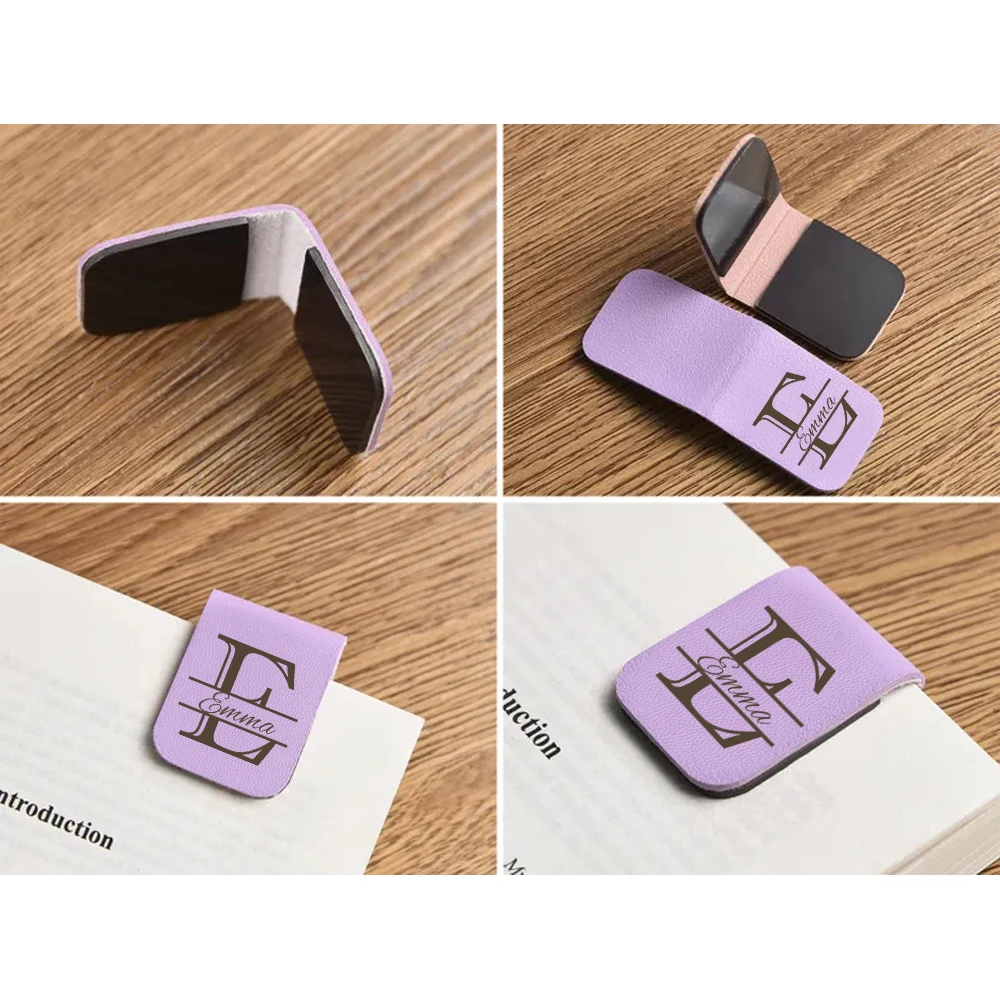 Marcapáginas con nombre con letras, marcapáginas de letras de cuero personalizado, marcapáginas magnético personalizado, regalo de cumpleaños para amantes de los libros, 1 ud.