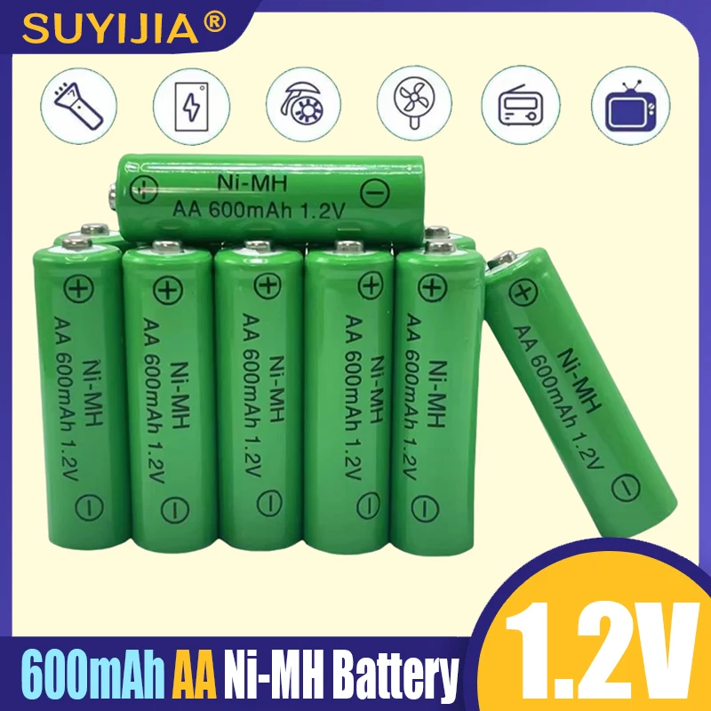 100% Original AA Recharchable Battery 1.2V NI-MH 600mAh AA Batteries for Clocks Mice Computers Toys MP3/MP4 Flashlight Camera RC