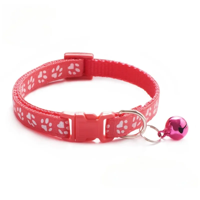 Ajustável dos desenhos animados Footprint Pet Collar com sino anel, colar de segurança, colorido, cão, cachorro, gato, gatinho, acessórios