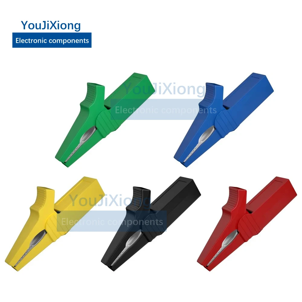 

5Pcs Fully Enclosed Opening 10mm Pure Copper Alligator Clip Tail 4mm Jack Matching Safety Sheath Plug