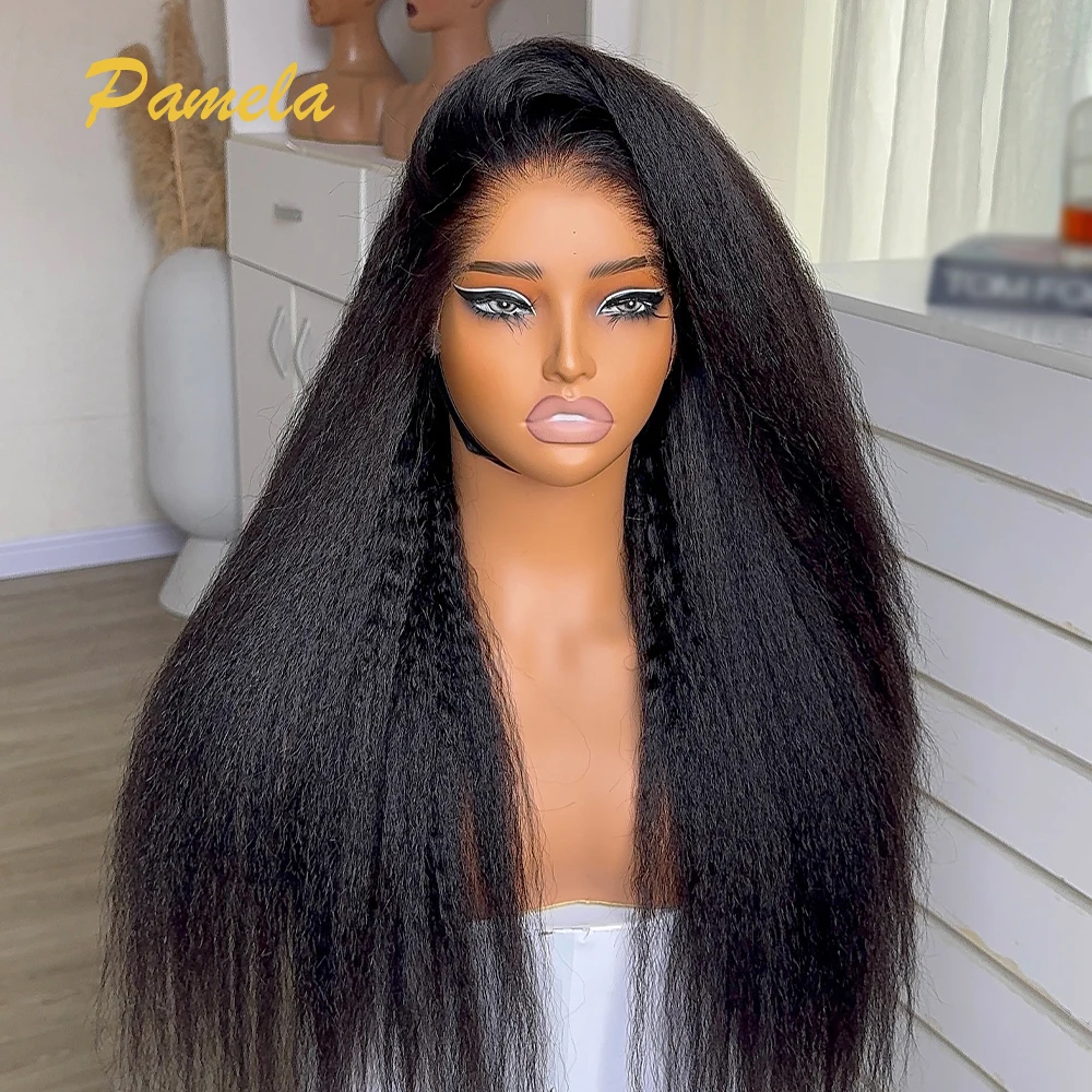 

Прямые волосы Kinky Straight 360 с прозрачной кружевной основой, предварительно нарезанные, с предварительно выщипанными кончиками, без клея, готовые к носке, для женщин.