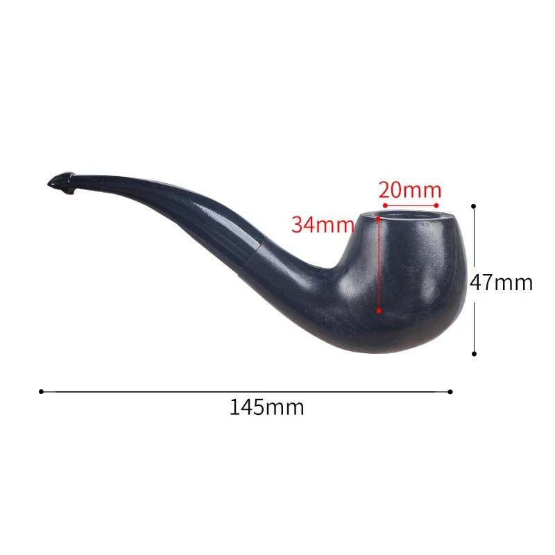 9mm Black Beech Wood Pipe - Portable, Detachable Filter Core, Solid Wood Curved Style Old-Fashioned Pipe - Gift For Men - view 2