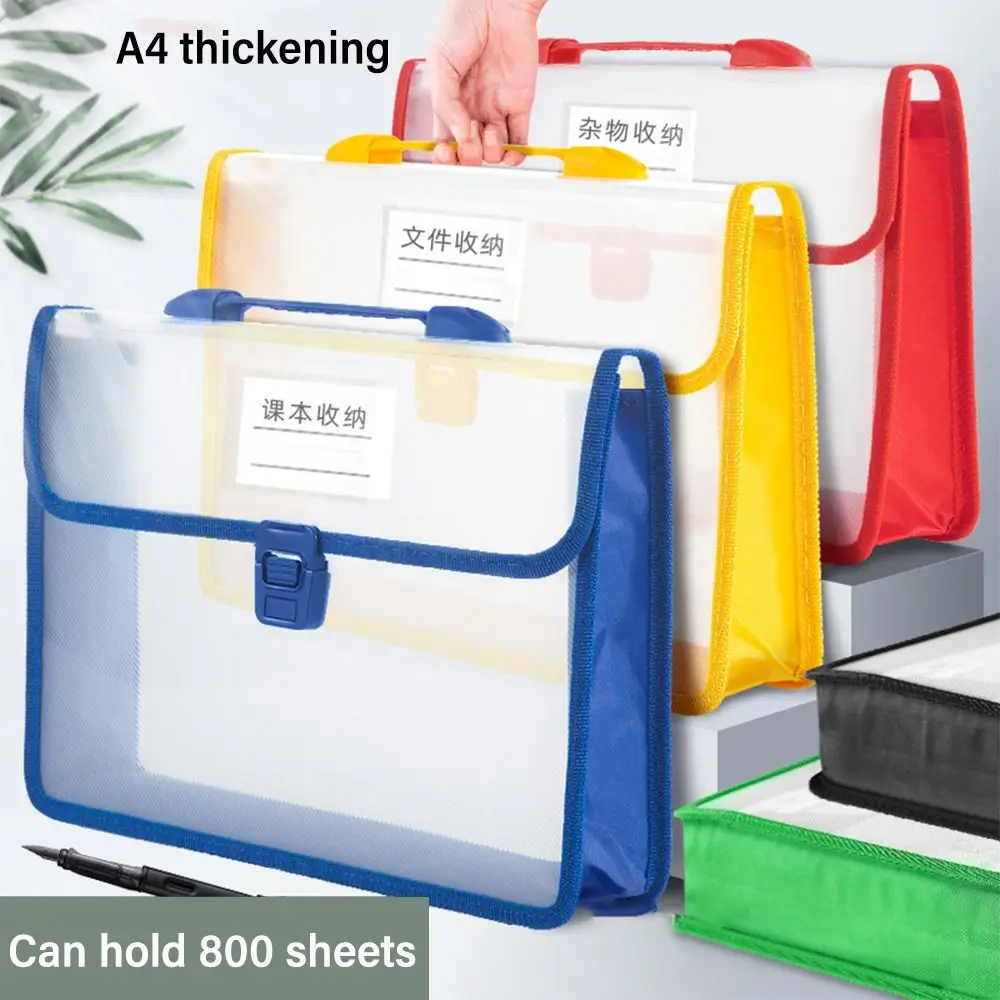 Thickened A4 File Folders Transparent Portable File Handbag Waterproof File Organizer School Office