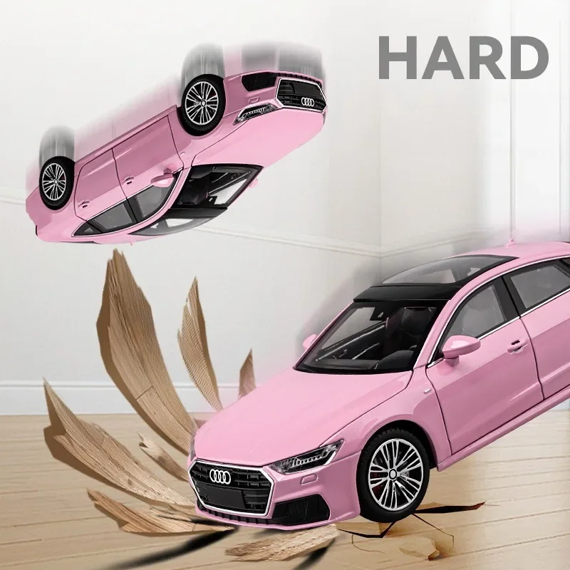 Diecast Voiture of 1:24 Audi A7 Simulation Alloy Car Model With Sound Light Collective Miniature Pullback Metal Car Toy for Boy