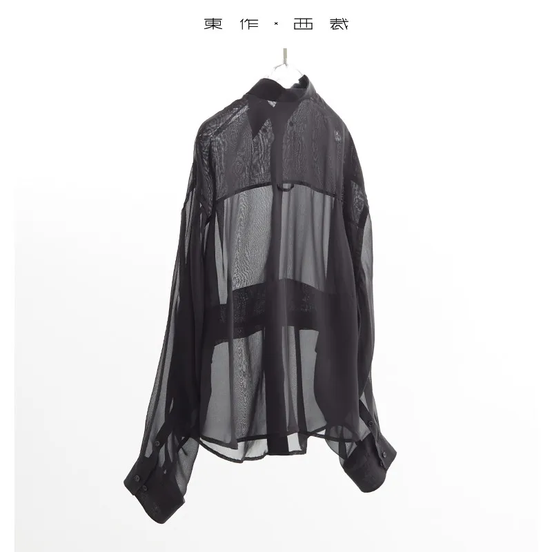 2025 New Summer Women's 100% Mulberry Silk Oversize Shirt Loose Slimming Look Top
