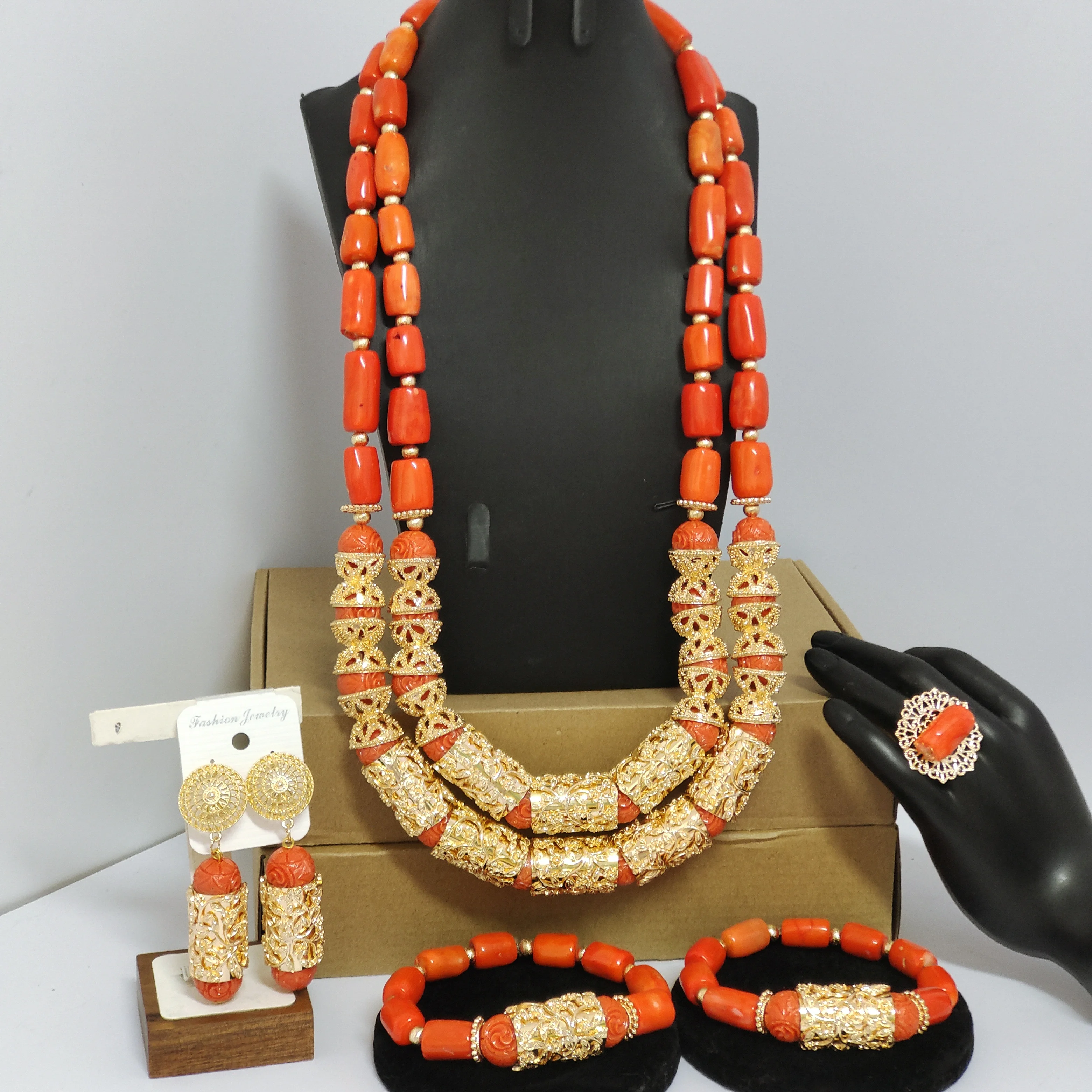 

Натуральные настоящие оригинальные оранжевые коралловые бусины, нигерийские свадебные комплекты украшений
