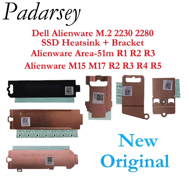 Padarsey M.2 SSD Heatsink Hard Drive Cover for Dell Alienware M15 M17 Area 51m R2 R3 R4 R5 47W2D 8856F RT4G1 GK8NK 8F83M YDKGW