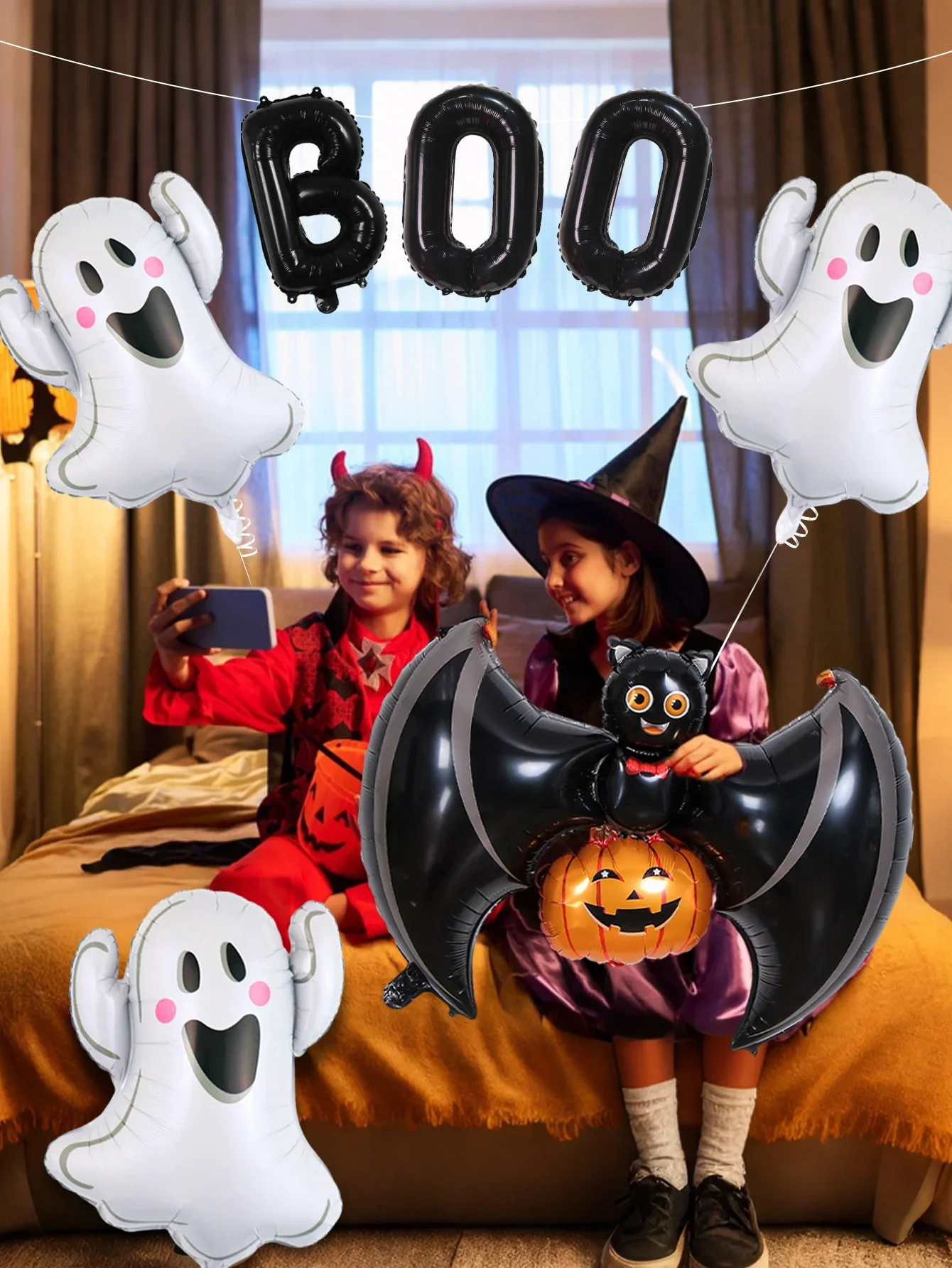 مجموعة بالونات الهالوين مكونة من 2/9 قطع، بما في ذلك بالونات الألومنيوم الشبح واليقطين والخفافيش، مجموعة بالونات بو الممتعة للهالوين مقاس 16 بوصة.