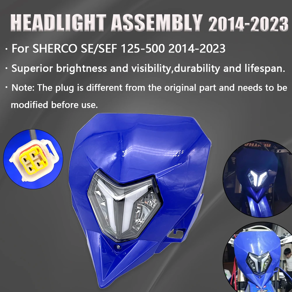 2014-2023 For SHERCO Motorcycle LED Headlight Assembly Headlamp Head Light SE SEF 125 250 300 450 500 3065+3053 Accessories Bike
