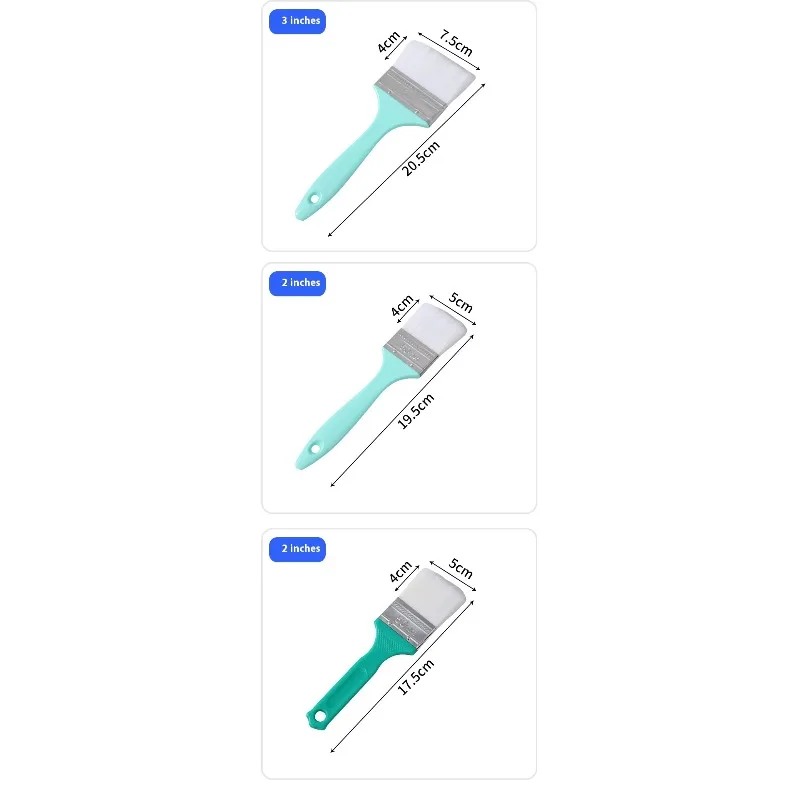 แปรงทาสีแบบไม่มีขุยสำหรับงานอุตสาหกรรม ด้ามจับพลาสติก สำหรับงาน DIY บนพื้นผิวลาเท็กซ์ ผ้าไหม แว็กซ์เนื้อนุ่ม บาร์บีคิว และงานอื่นๆ