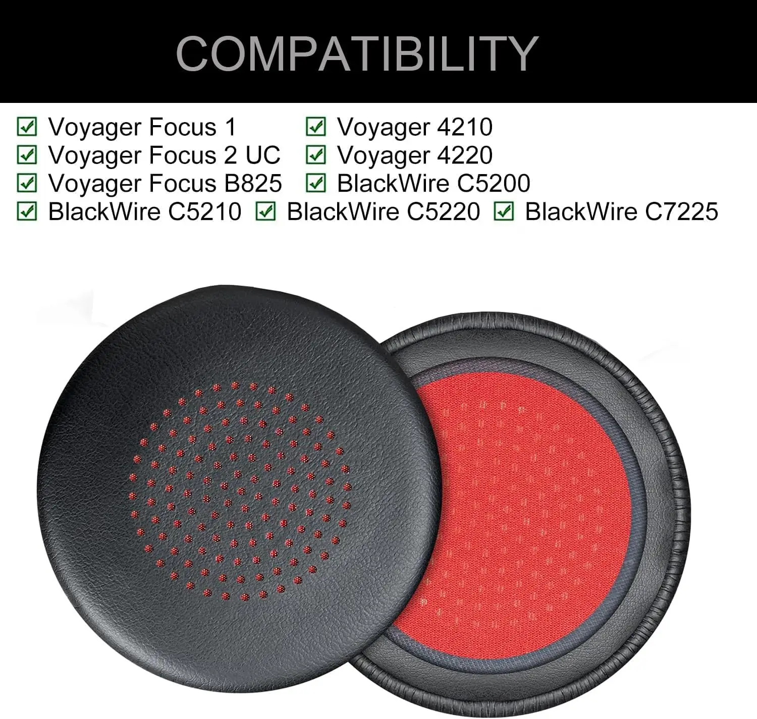 B825 Replacement Ear Pads Cover for Plantronics Voyager Focus 1/2 UC, Voyager Focus B825 Headset Ear Covers, Voyager 4210/4220