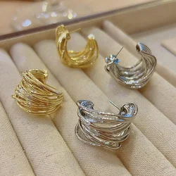 Trending Multi layer Winding Circle Hoop Earring Fashion New French Minimalist Earrings for Women Fashion Jewelry 2023