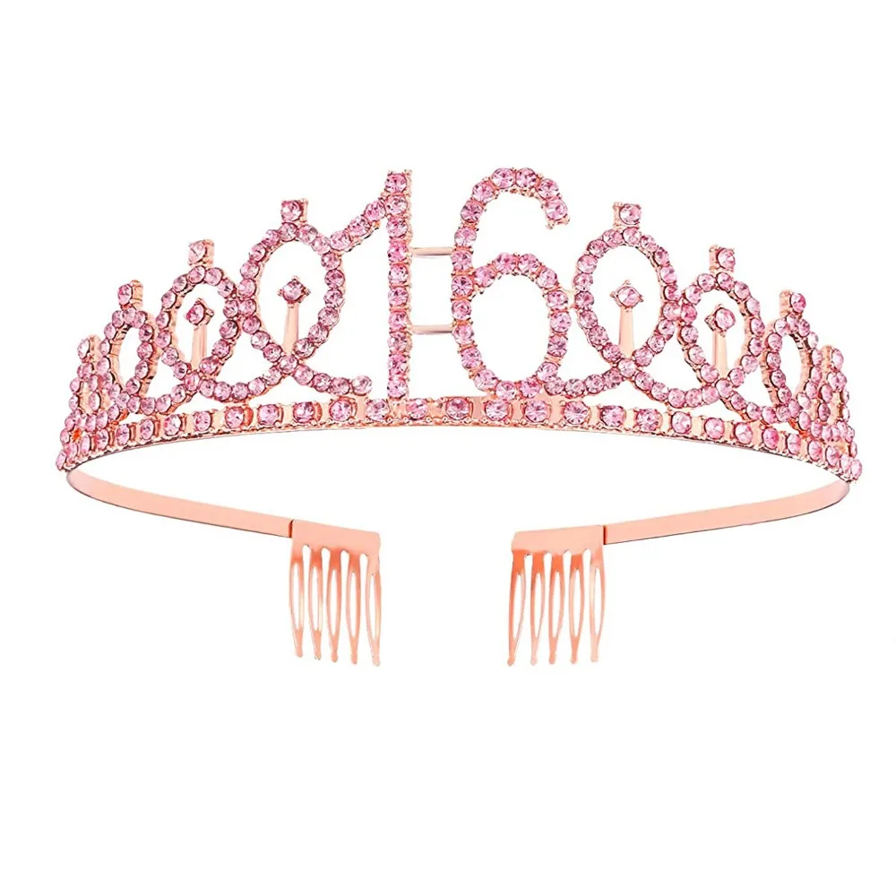 Pembe çocuk doğum günü Tiara yeni klasik basit parti saç tokası Headdress tatlı prenses taç