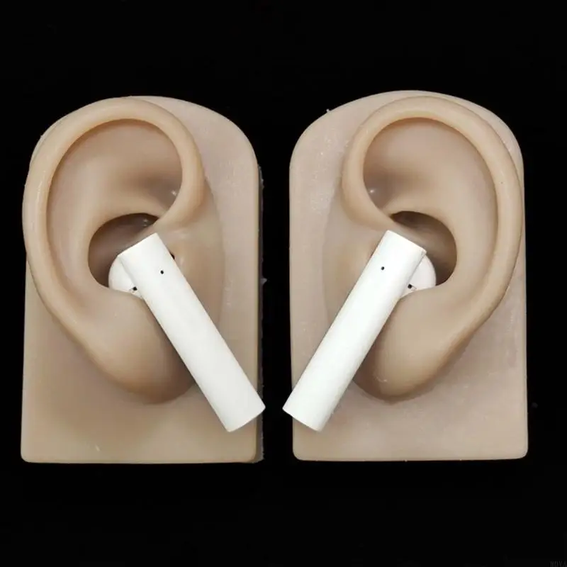 W0YA Professional Silicone Left Right Ear Form for Cosmetic Training Realistic Human Ear Mannequin Jewelry Showcasing Props