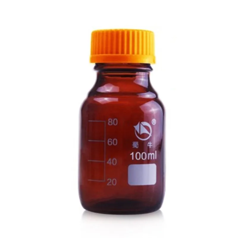 Reagent Brown Bottle Sets Boro 3.3 Lab Glassware Borosilicate GL45 Orange Screw Cap 100ml