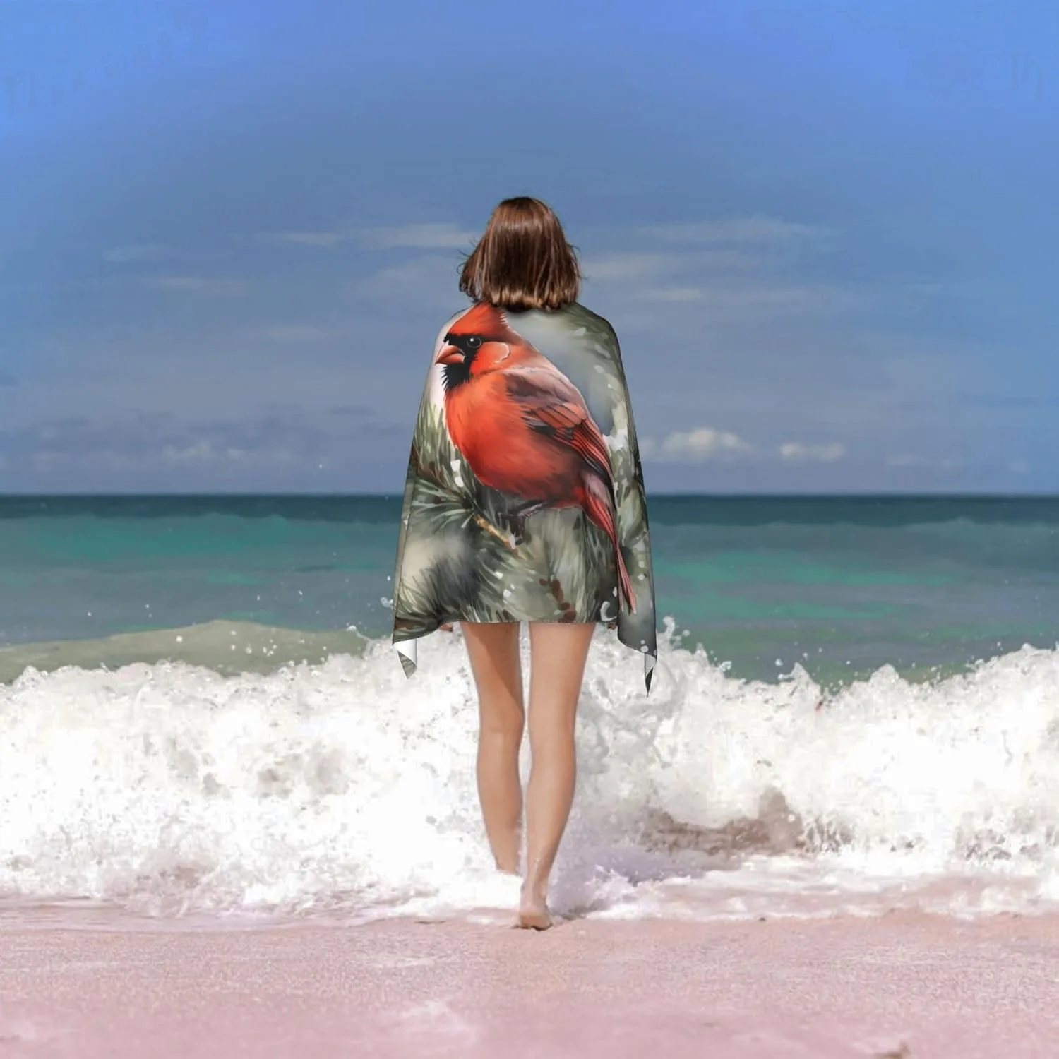 Northern Cardinal Beach Towel for family friends Gifts Towel Quick-Dry Towel For Bath Yoga Tourism Beach GYM Camping Swimming