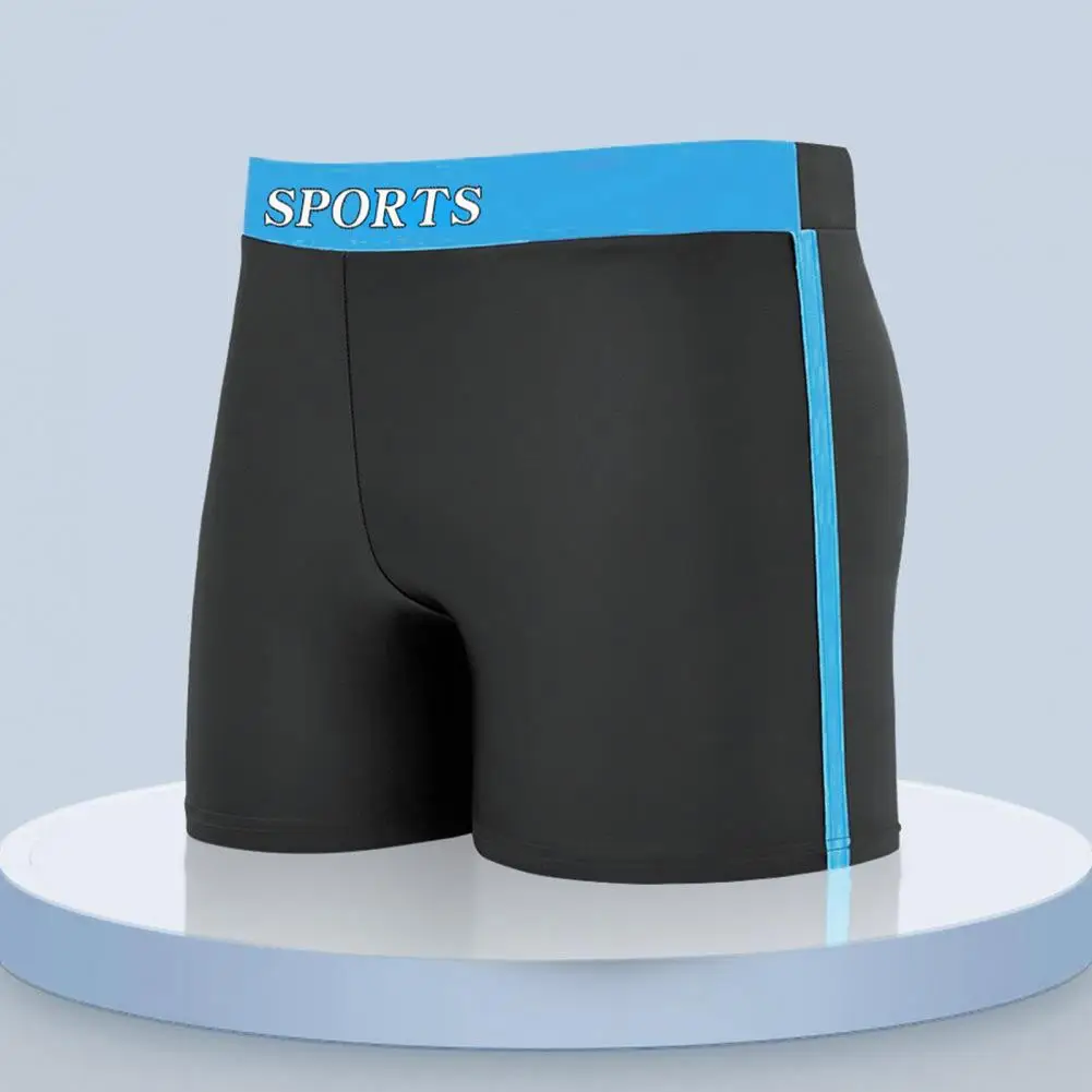 Male Letter Print Swimming Pool Trunks Inner Drawstring Mid-rise Plus Size Men Patchwork Color Slim Fit Swim Shorts Beachwear