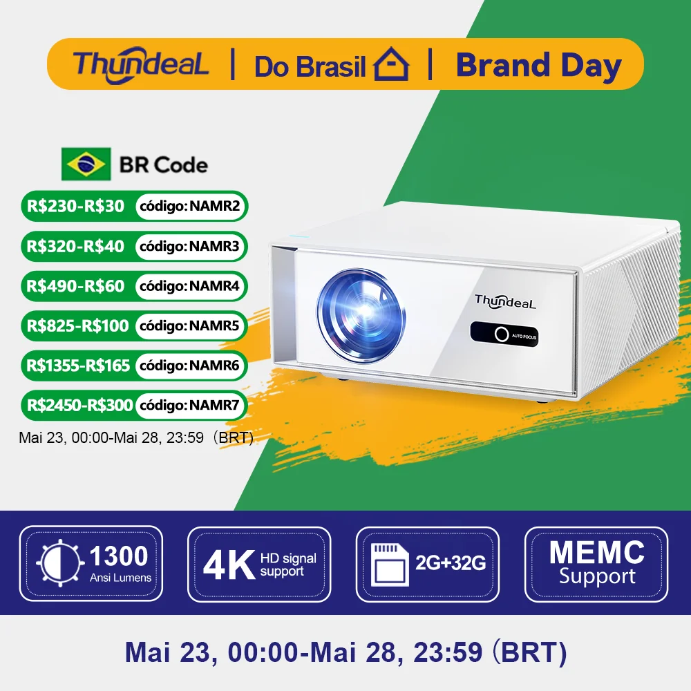 Projetor Android ThundeaL TD95W Full HD 1080P WiFi 2K 4K para Cinema em Casa, TV Inteligente Portátil, Vídeo, Filmes e Reuniões, Projetor LED TD95
