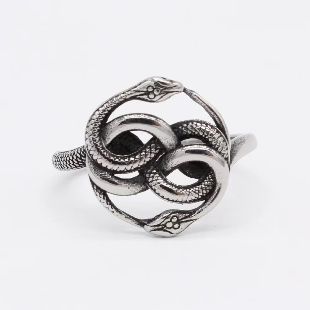 Western Retro Individuality Influencer Double Snake Ring Stainless Steel Ring