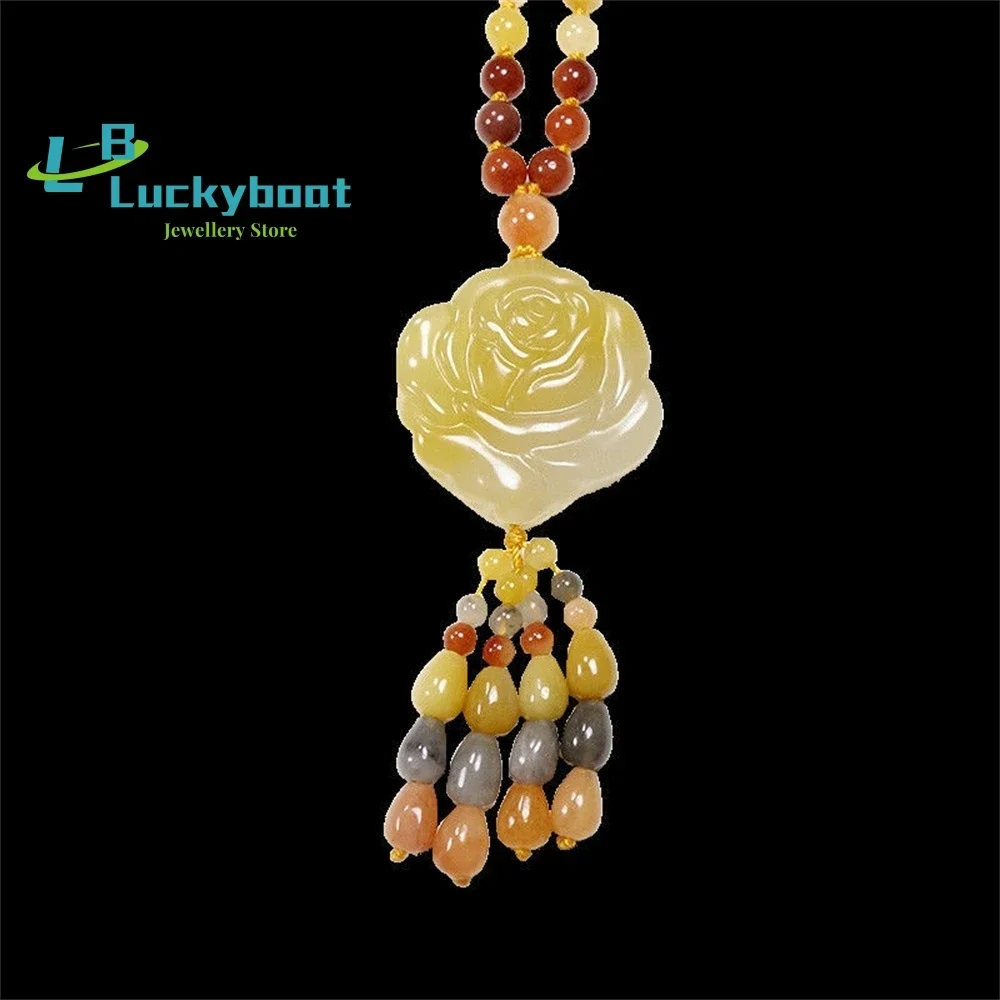 

Синьцзянское ожерелье из натурального золота, шелка, нефрита, тканая роза, цвет Gobi, женская цепочка для свитера Duobao