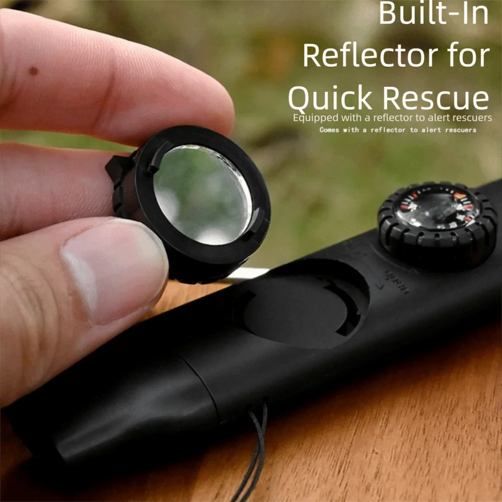 7-in-1 Emergency Survival Whistle Compass Flashlight Outdoor Survival Whistle High Decibel Multifunction