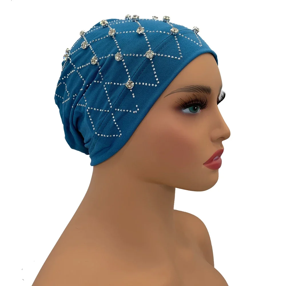 Muslim Inner Hijabs Islam Under Scarf Cap Stretchy Headscarf Bonnet Turbante Mujer Rhinestone Head Wraps for Ramadan Women