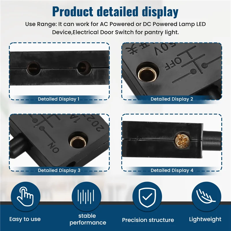 LICE-6Pcs Door Led Switch For Closet Light,Normally Closed Cabinet Electrical Lamp Switches,For Closet Pantry Cabinet