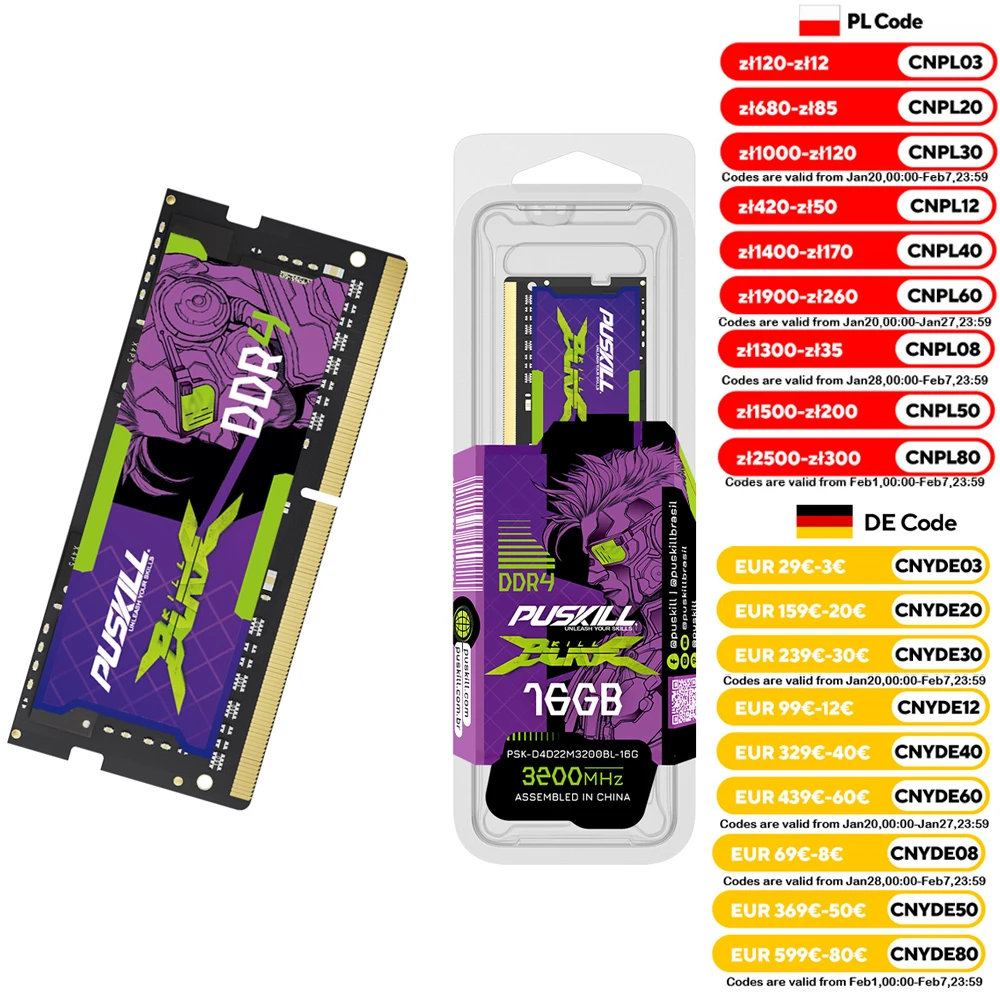 PUSKILL Memoria Ram DDR4 8GB 4GB 16GB 2400mhz 2133 2666mhz Sodimm Notebook High Performance Laptop Memory