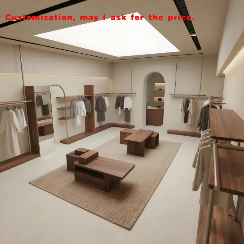 

custom.High Quality Retail Store Fixture Shelves Metal Exhibition Stands OEM Wooden and Stainless Steel Clothes Display Rack