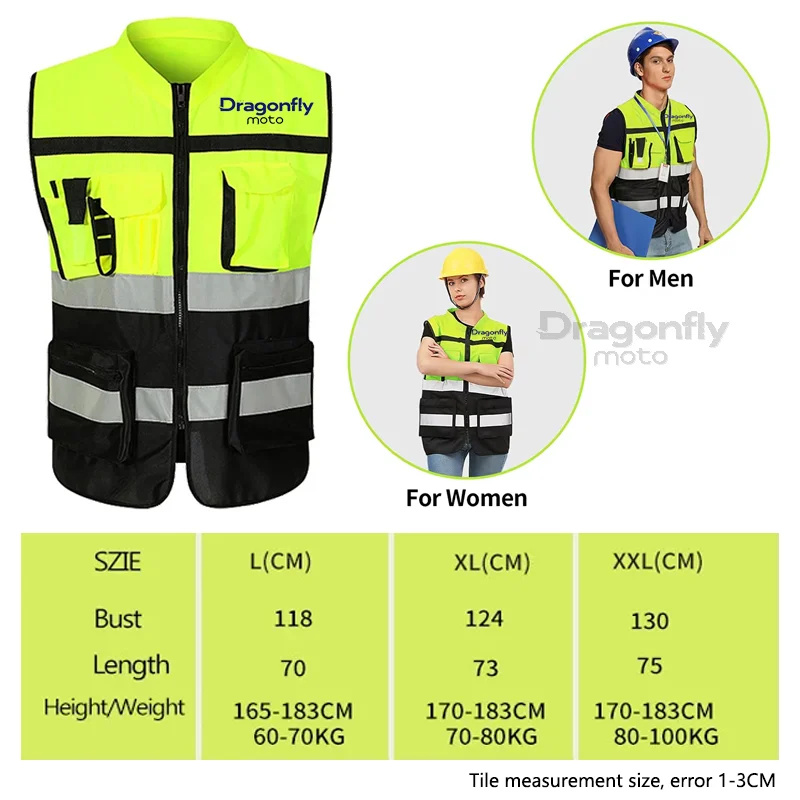 Motorcycle Multi Pocket Safety Vest Night Visibility Gear For Kawasaki KX65 KX80 KX85 KX125 KX250 KX250F KX450F