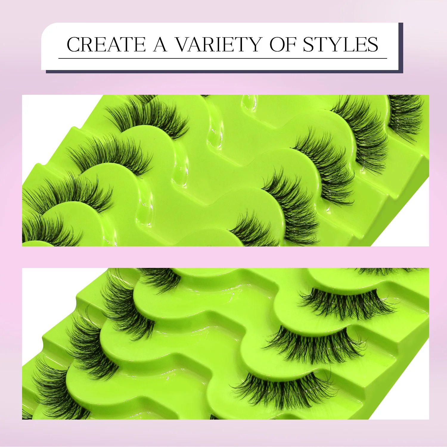 Lasvirey Half Wimpers Pluizige Kat Wimpers Natuurlijke Lange Zachte Piekerige Clear Stem Wimpers Natuurlijke Krul Faux Nertsen Wimpers Make-Up