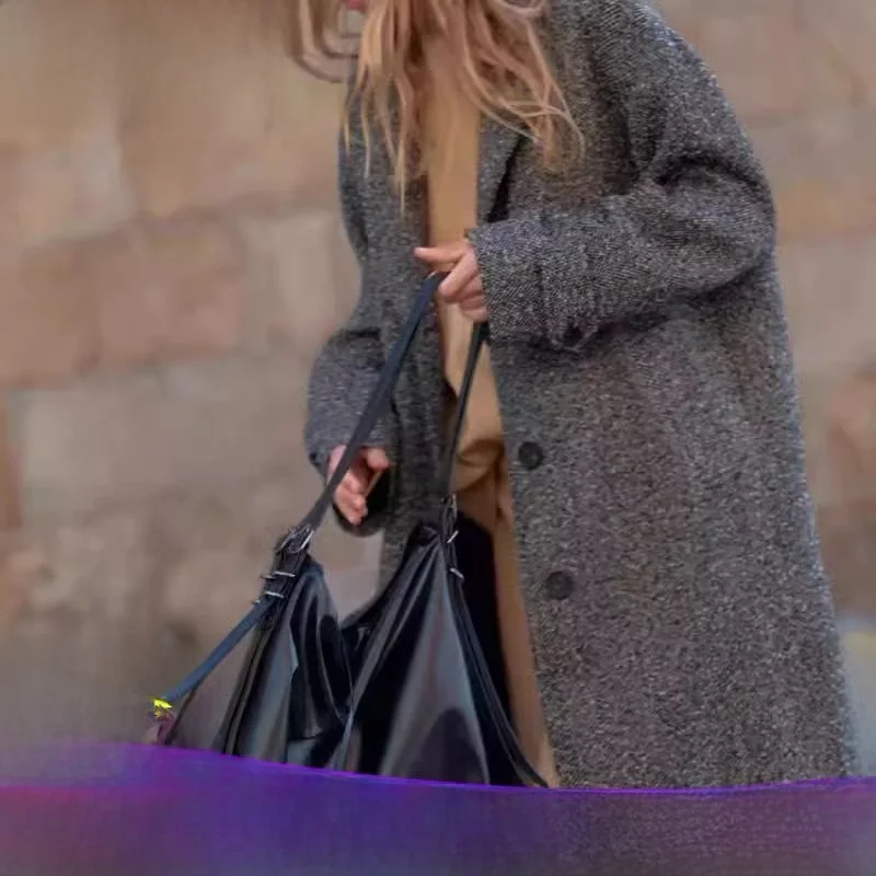 

New 2024 Autumn Winter Women's Faionable Oversized Trench Coat with Che Pattern Versatile Outerwear Korean Sle Commute