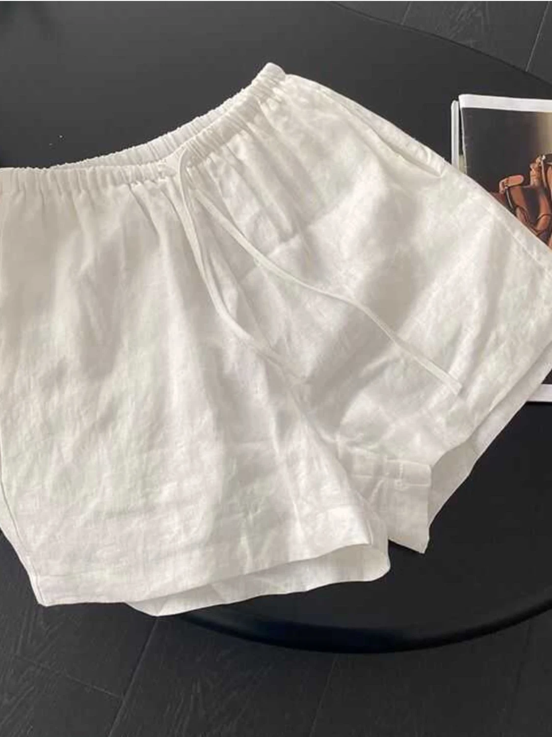 

plus Size Women's Linen Wide Leg Pants Drawstring Straight Cut Loose Casual Summer Shorts High Waist Comfortable Breathable