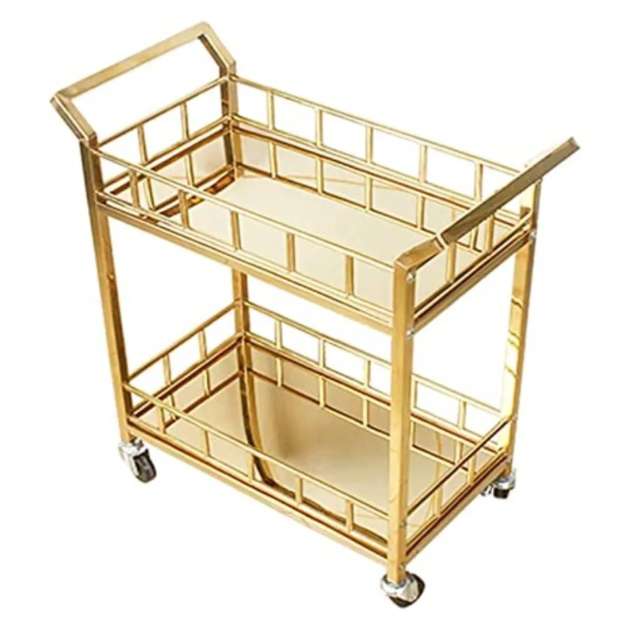 

Bar Serving Carts for Home Hotel Restaurant Cart, Restaurant Drink Cart Food Delivery Trolley Commercial Stainless Steel Double