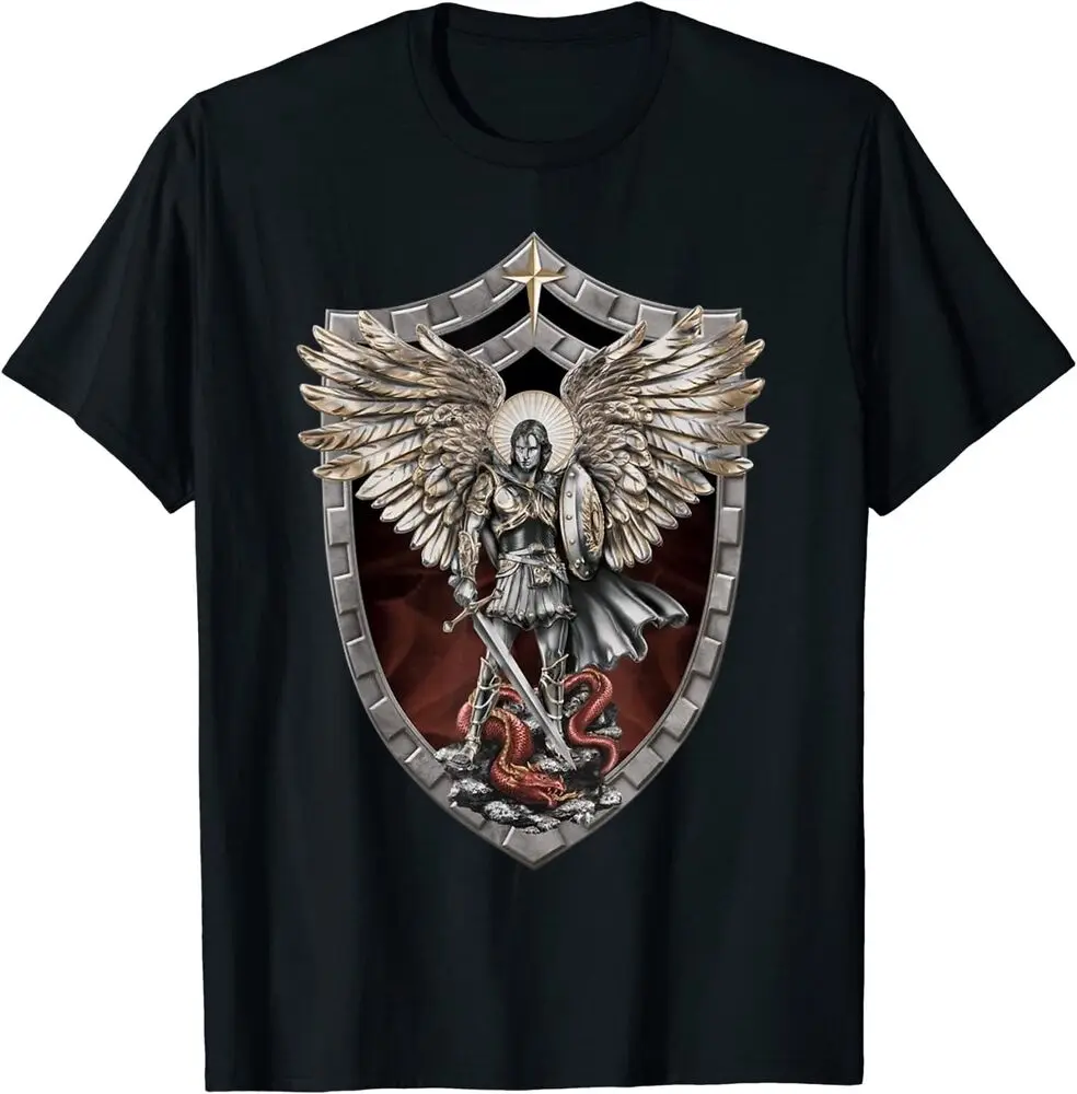 Saint Michael The Archangel Prayer Catholic T-Shirt   Tees High Quality 100%Cotton Short Sleeve