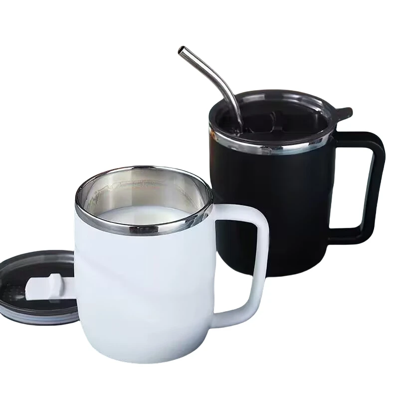 

400ml Insulated Coffee Mug with Sliding Lid Vacuum Travel Mug with Handle Camping Tea Flask for Hot Cold Drinks Bar Tool